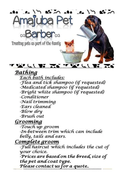 Amajuba pet barber - dog grooming salon logo