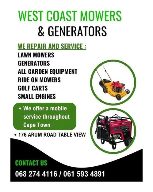 West Coast Mowers and Generators logo